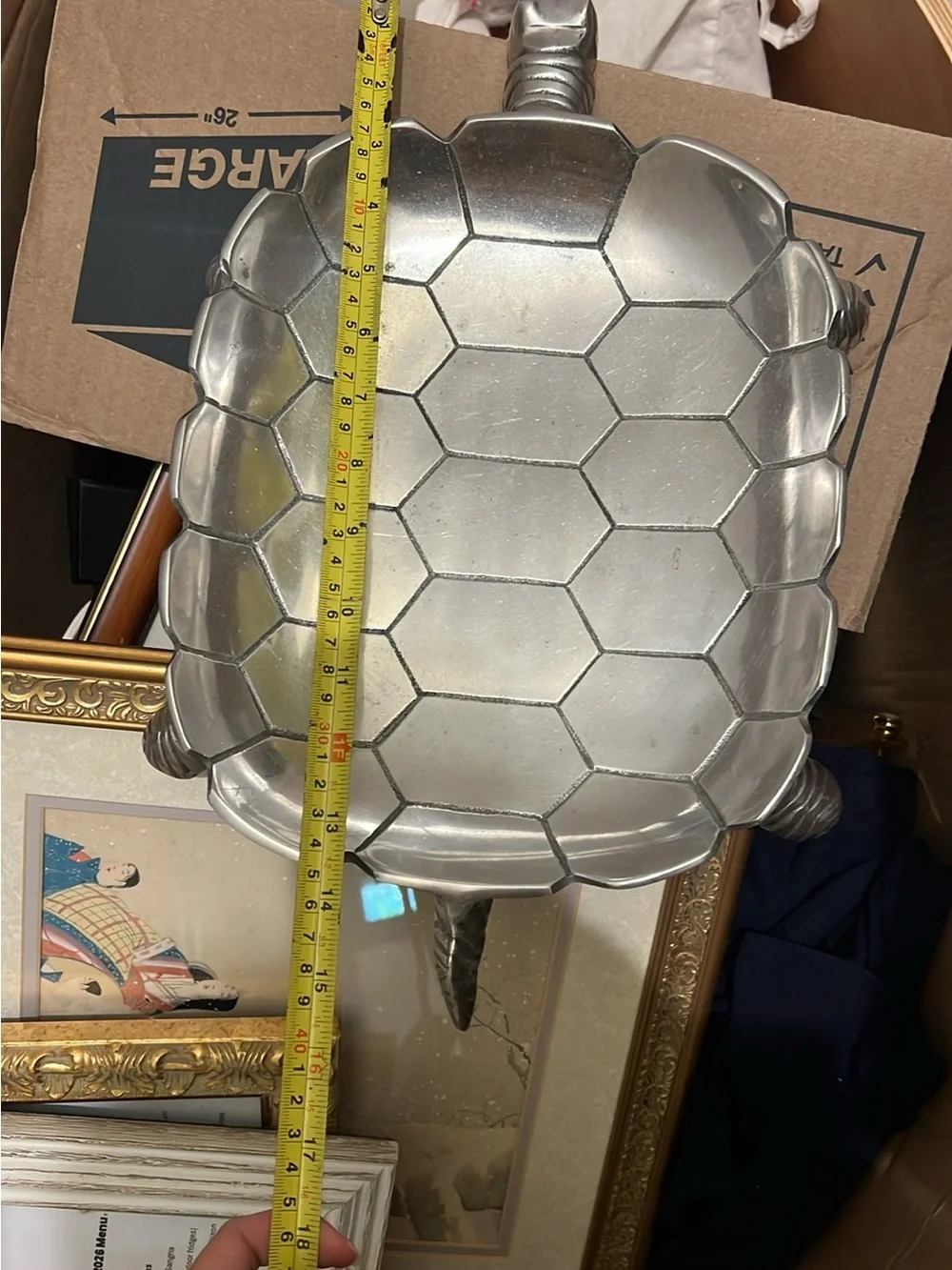 Z Gallerie Silver Hexagonal Footed Tray